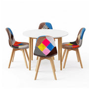 1 Artiss Dining Table and 4 Fabric Eiffel Chairs Set White DSET-TAB01-56FBX4