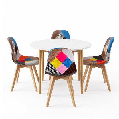 1 Artiss Dining Table and 4 Fabric Eiffel Chairs Set White DSET-TAB01-56FBX4