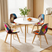 1 Artiss Dining Table and 4 Fabric Eiffel Chairs Set White DSET-TAB01-56FBX4