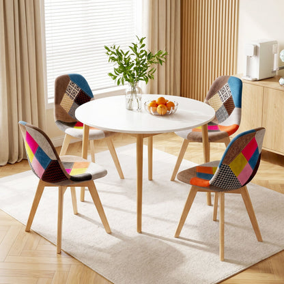 1 Artiss Dining Table and 4 Fabric Eiffel Chairs Set White DSET-TAB01-56FBX4