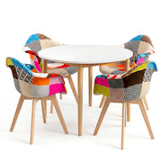 1 Artiss Dining Table and 4 Mid Century Chairs Set White DSET-TAB01-66FBX4