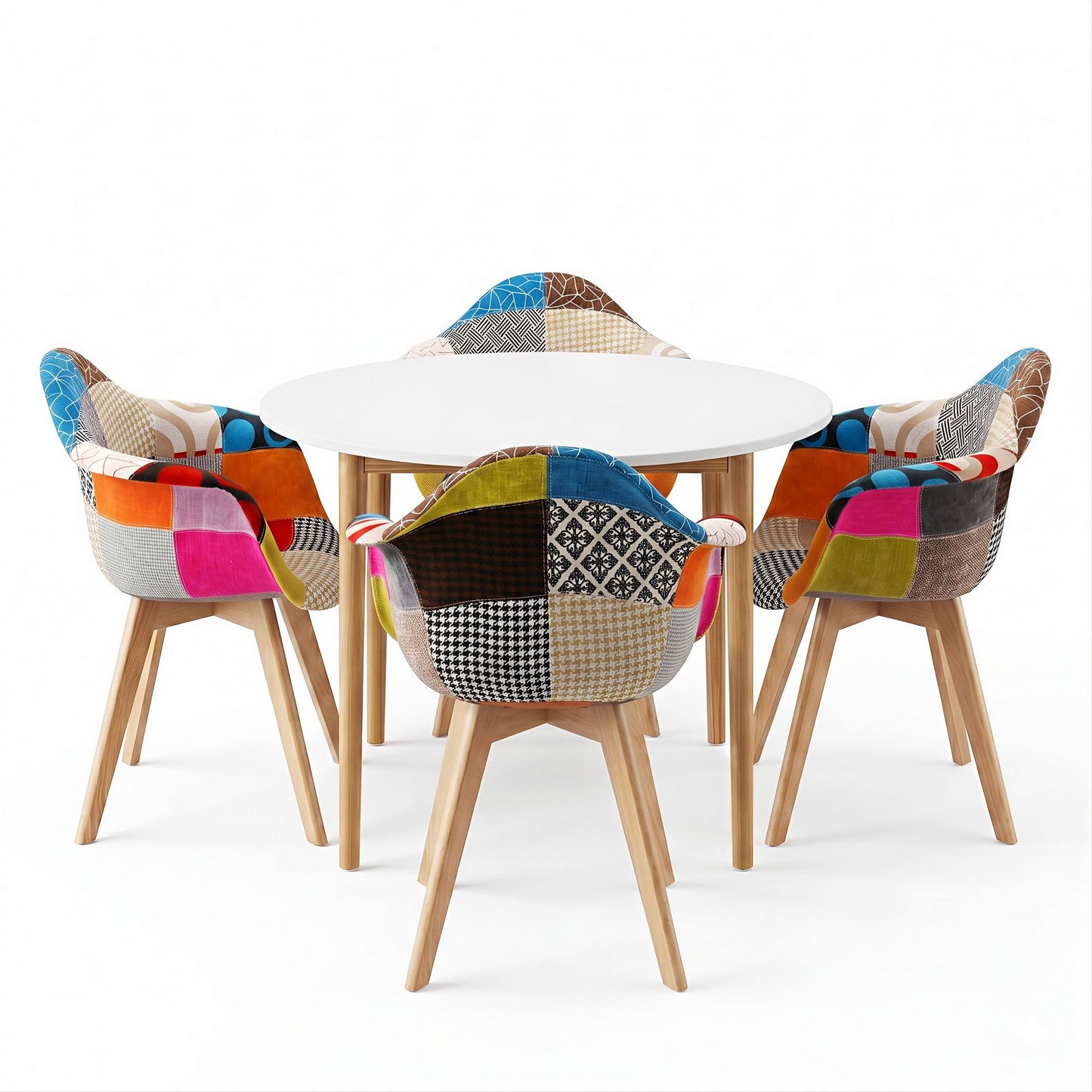 1 Artiss Dining Table and 4 Mid Century Chairs Set White DSET-TAB01-66FBX4