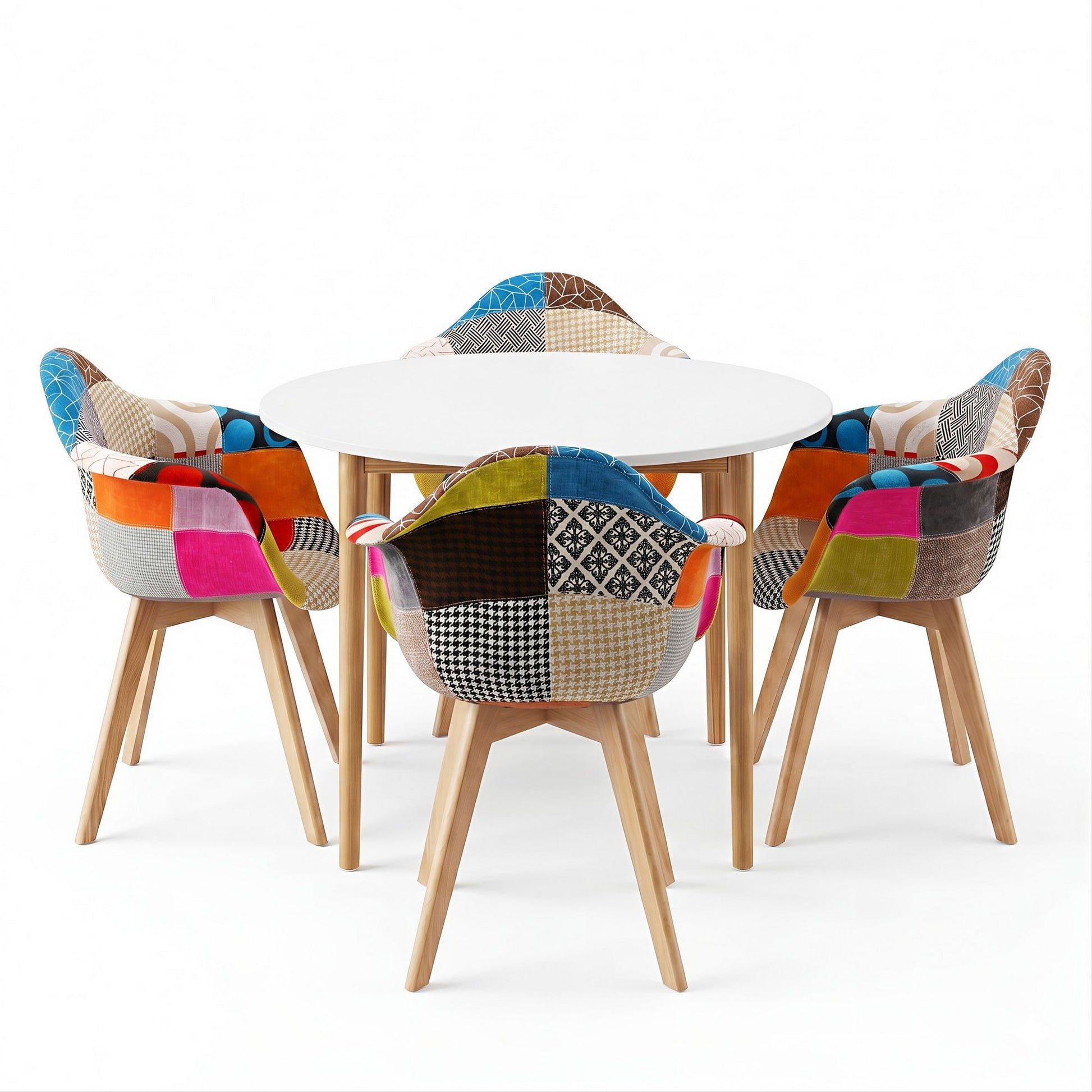 1 Artiss Dining Table and 4 Mid Century Chairs Set White DSET-TAB01-66FBX4
