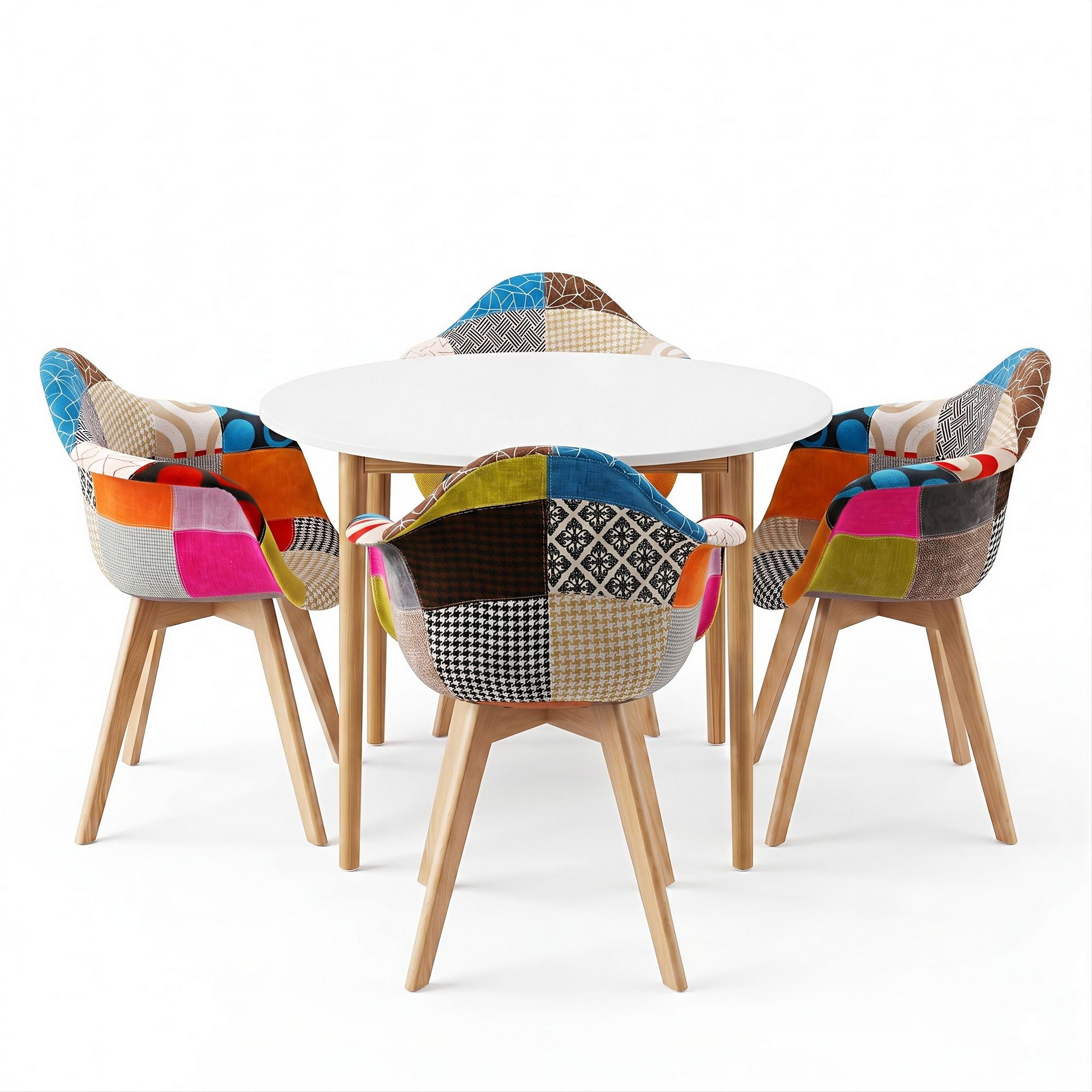 1 Artiss Dining Table and 4 Mid Century Chairs Set White DSET-TAB01-66FBX4