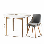 Artiss Round Dining Table and Chairs Set 5pcs Compact Kitchen Furniture White Natural Wood & Grey DSET-TAB01-DIN203A-GYX4