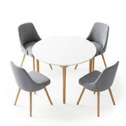 Artiss Round Dining Table and Chairs Set 5pcs Compact Kitchen Furniture White Natural Wood & Grey DSET-TAB01-DIN203A-GYX4