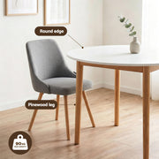 Artiss Round Dining Table and Chairs Set 5pcs Compact Kitchen Furniture White Natural Wood & Grey DSET-TAB01-DIN203A-GYX4