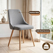 Artiss Round Dining Table and Chairs Set 5pcs Compact Kitchen Furniture White Natural Wood & Grey DSET-TAB01-DIN203A-GYX4