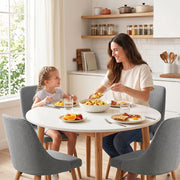 Artiss Round Dining Table and Chairs Set 5pcs Compact Kitchen Furniture White Natural Wood & Grey DSET-TAB01-DIN203A-GYX4
