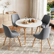Artiss Round Dining Table and Chairs Set 5pcs Compact Kitchen Furniture White Natural Wood & Grey DSET-TAB01-DIN203A-GYX4