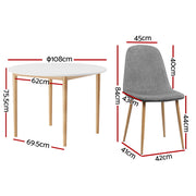 1 Artiss Dining Table and 4 Chairs Set White Grey DSET-TAB01-LI-GYX4