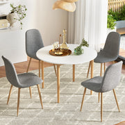 1 Artiss Dining Table and 4 Chairs Set White Grey DSET-TAB01-LI-GYX4