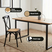 Artiss Dining Table and Chairs Set 5PCS Industrial 4 Black Rattan Chairs for Kitchen, Dining Room, Cafe DSET-TAB01-RA-BKX4
