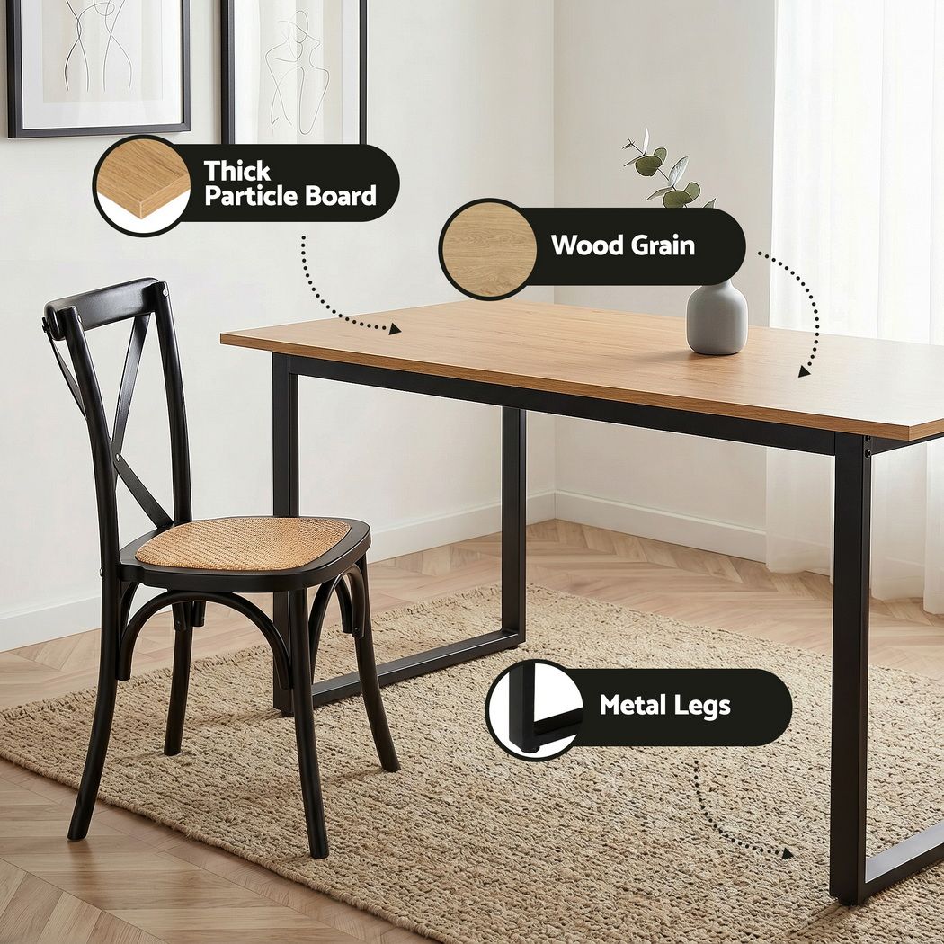 Artiss Dining Table and Chairs Set 5PCS Industrial 4 Black Rattan Chairs for Kitchen, Dining Room, Cafe DSET-TAB01-RA-BKX4