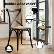 Artiss Dining Table and Chairs Set 5PCS Industrial 4 Black Rattan Chairs for Kitchen, Dining Room, Cafe DSET-TAB01-RA-BKX4