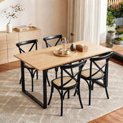 Artiss Dining Table and Chairs Set 5PCS Industrial 4 Black Rattan Chairs for Kitchen, Dining Room, Cafe DSET-TAB01-RA-BKX4
