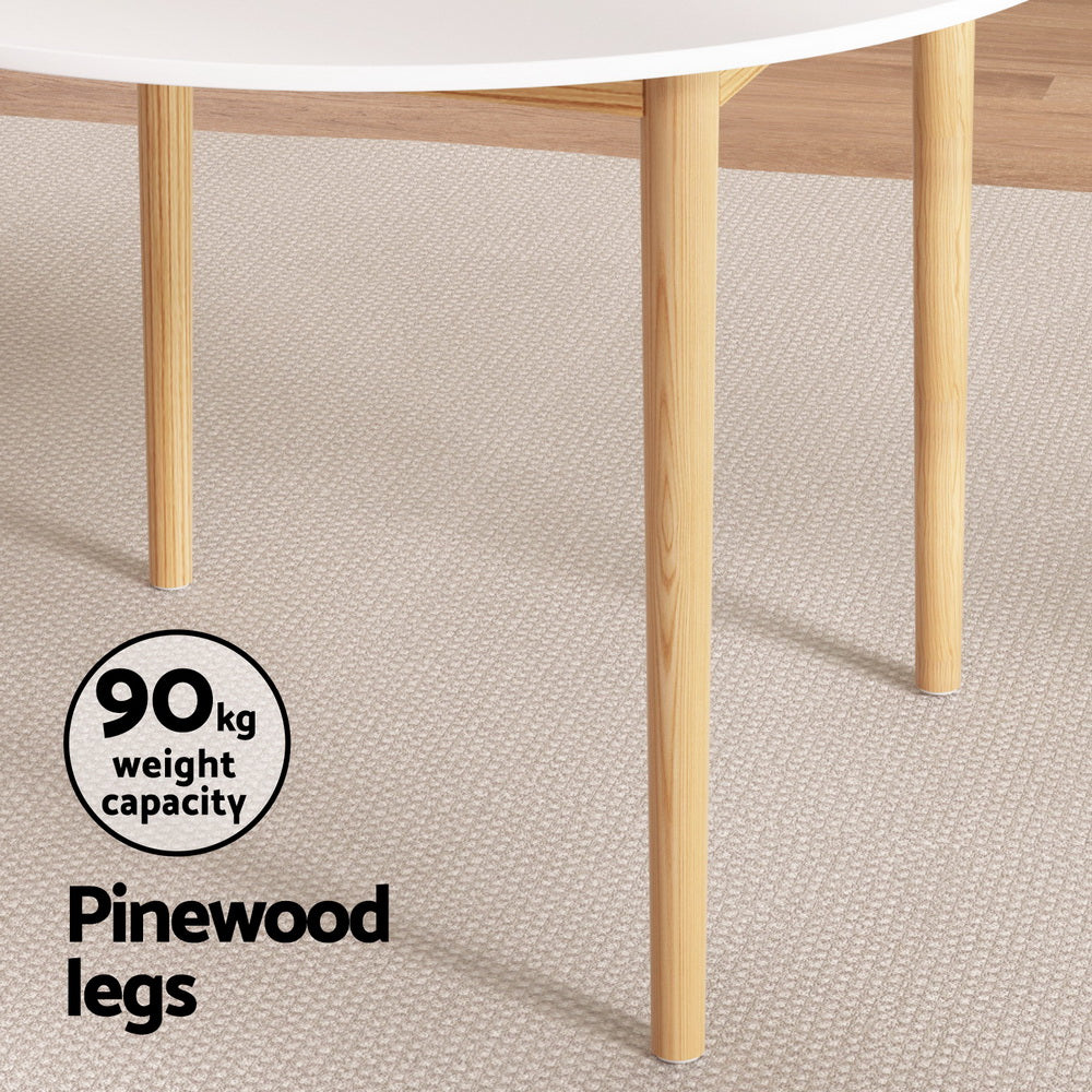 1 Artiss Dining Table and 4 Chairs Set Wishbone Wood DSET-TAB01-RAT-WDX4