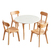 Artiss Round Dining Table and Chairs Set 5 PCS, 108cm Compact Kitchen Table Set with Solid Pine Wood Legs & 4 DSET-TAB01-RUB-WDX4