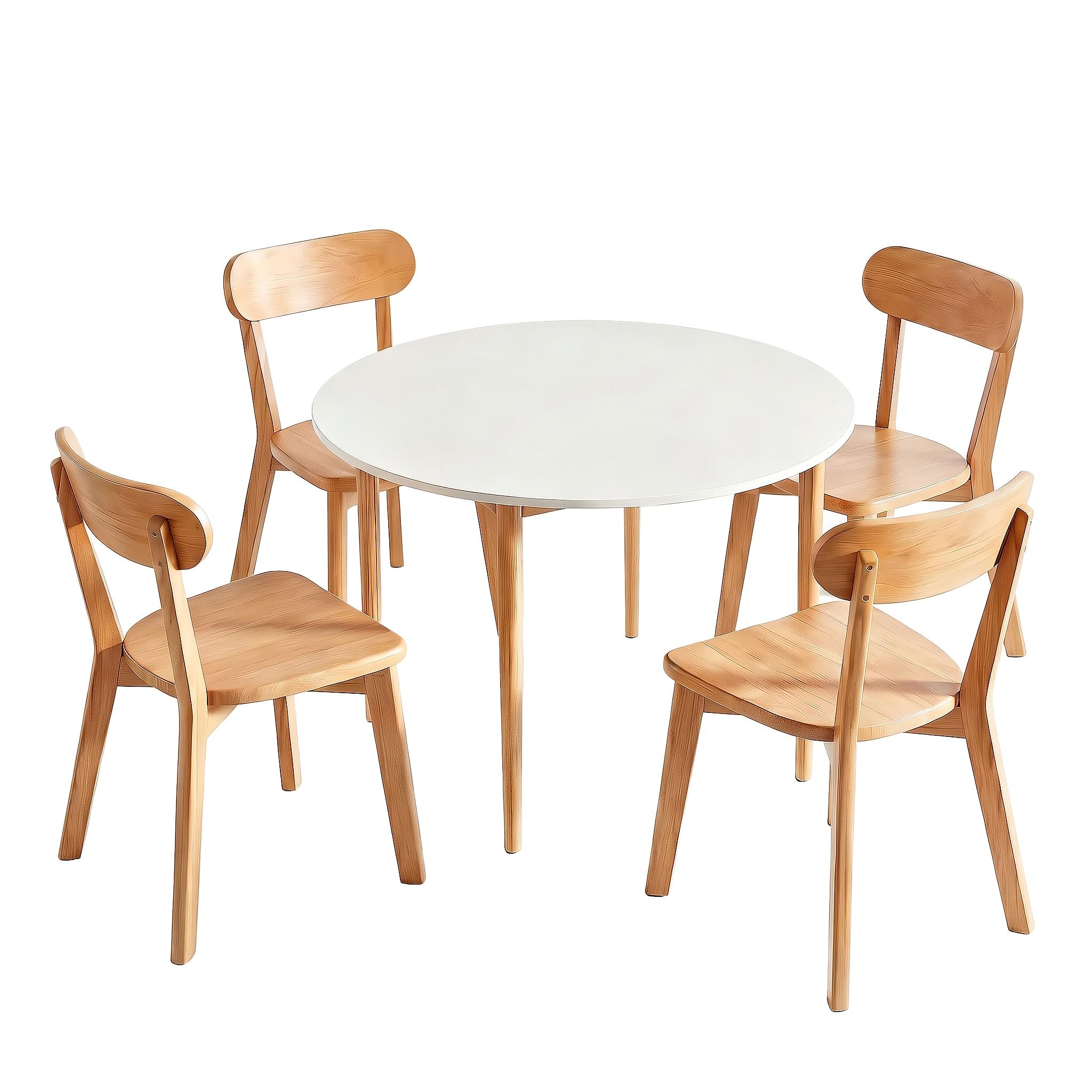 Artiss Round Dining Table and Chairs Set 5 PCS, 108cm Compact Kitchen Table Set with Solid Pine Wood Legs & 4 DSET-TAB01-RUB-WDX4