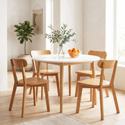 Artiss Round Dining Table and Chairs Set 5 PCS, 108cm Compact Kitchen Table Set with Solid Pine Wood Legs & 4 DSET-TAB01-RUB-WDX4