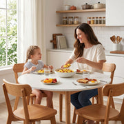 Artiss Round Dining Table and Chairs Set 5 PCS, 108cm Compact Kitchen Table Set with Solid Pine Wood Legs & 4 DSET-TAB01-RUB-WDX4