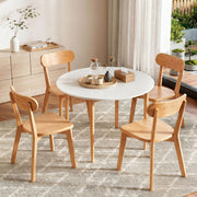 Artiss Round Dining Table and Chairs Set 5 PCS, 108cm Compact Kitchen Table Set with Solid Pine Wood Legs & 4 DSET-TAB01-RUB-WDX4