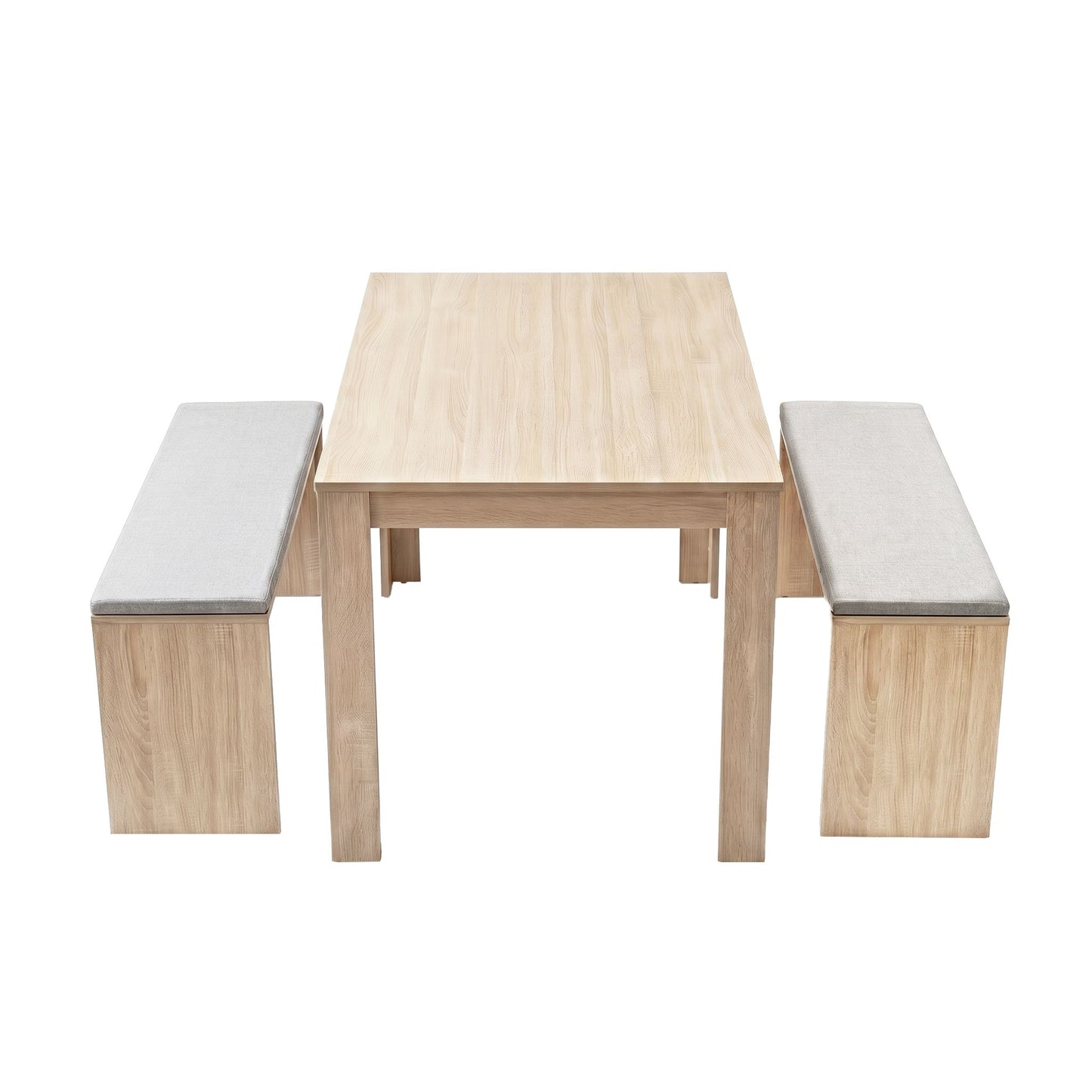 Artiss 3 Piece Dining Sets, 120cm Wooden Dining Table and 2 Upholstered Chairs Set, Space-Saving Modern DSET-TAB120-BEN90-WD