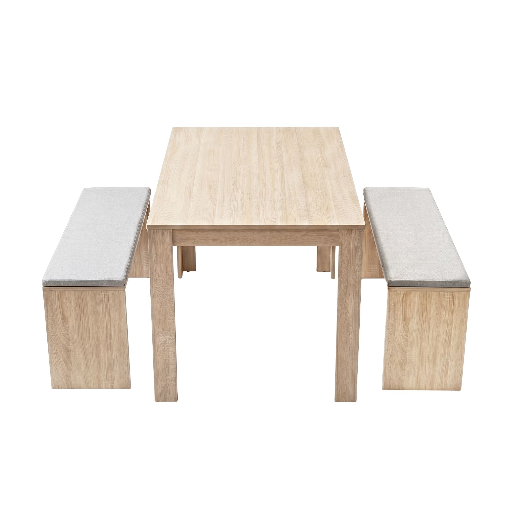 Artiss 3 Piece Dining Sets, 120cm Wooden Dining Table and 2 Upholstered Chairs Set, Space-Saving Modern DSET-TAB120-BEN90-WD