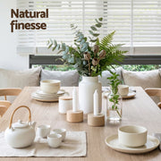 Artiss 3 Piece Dining Sets, 120cm Wooden Dining Table and 2 Upholstered Chairs Set, Space-Saving Modern DSET-TAB120-BEN90-WD