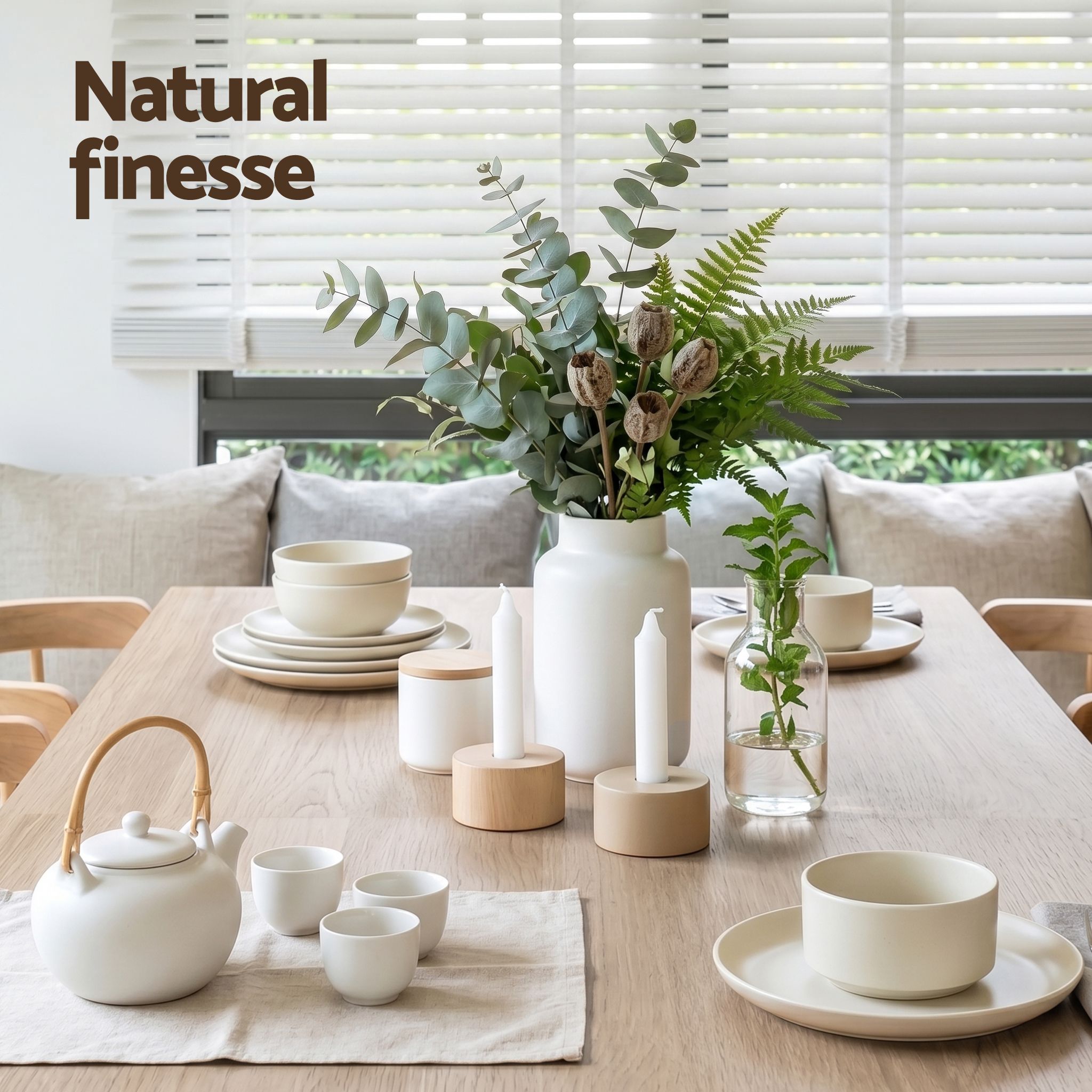 Artiss 3 Piece Dining Sets, 120cm Wooden Dining Table and 2 Upholstered Chairs Set, Space-Saving Modern DSET-TAB120-BEN90-WD