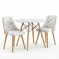 Artiss Dining Table and Chairs Set 3PCS 90cm 2 Seater Round Dining Set for Kitchen, Apartment, Dining Room DSET-TAB90-2004-WHX2