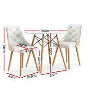 Artiss Dining Table and Chairs Set 3PCS 90cm 2 Seater Round Dining Set for Kitchen, Apartment, Dining Room DSET-TAB90-2004-WHX2