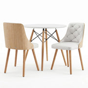 Artiss Dining Table and Chairs Set 3PCS 90cm 2 Seater Round Dining Set for Kitchen, Apartment, Dining Room DSET-TAB90-2004-WHX2