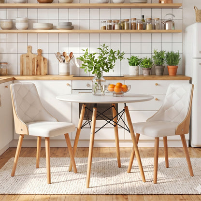 Artiss Dining Table and Chairs Set 3PCS 90cm 2 Seater Round Dining Set for Kitchen, Apartment, Dining Room DSET-TAB90-2004-WHX2