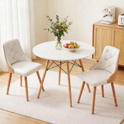 Artiss Dining Table and Chairs Set 3PCS 90cm 2 Seater Round Dining Set for Kitchen, Apartment, Dining Room DSET-TAB90-2004-WHX2