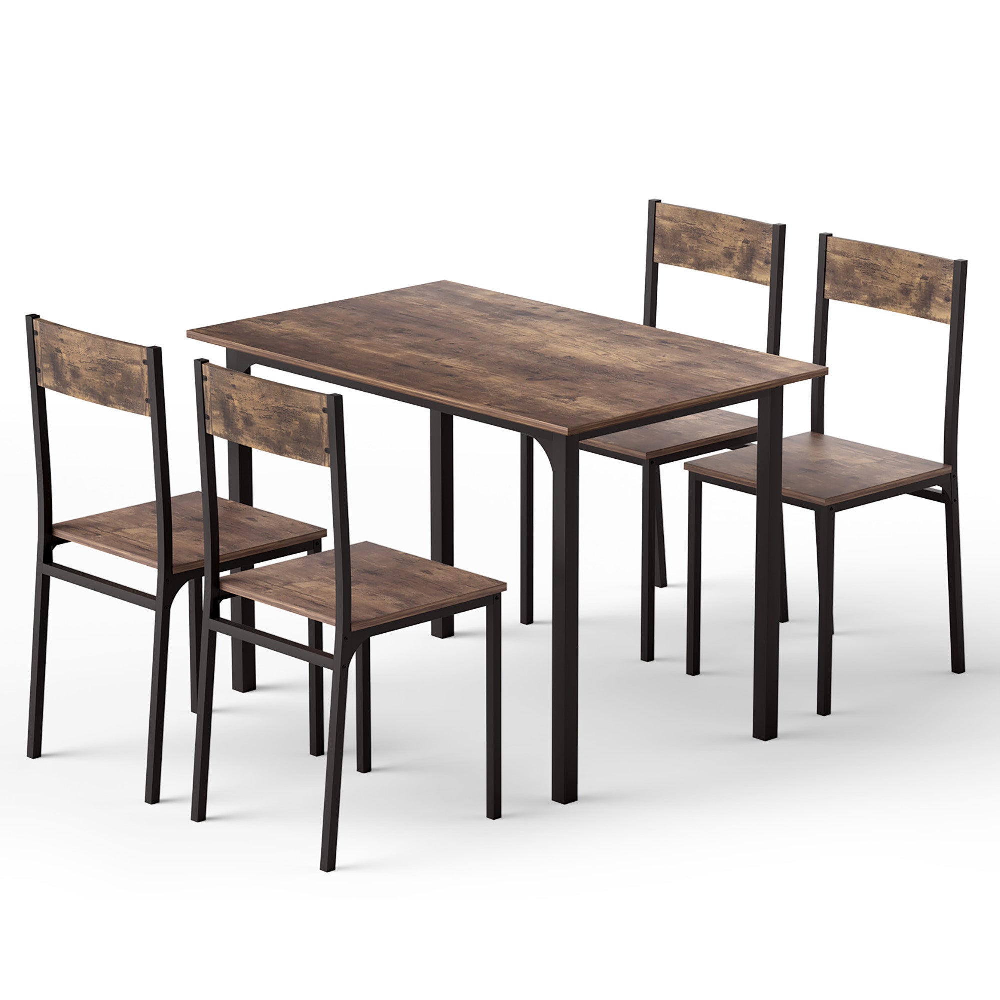 Artiss Dining Table and Chairs Set of 5 Compact Kitchen Furniture Rustic Brown DSET-U-5007-BR