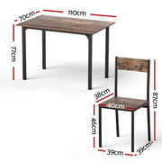 Artiss Dining Table and Chairs Set of 5 Compact Kitchen Furniture Rustic Brown DSET-U-5007-BR