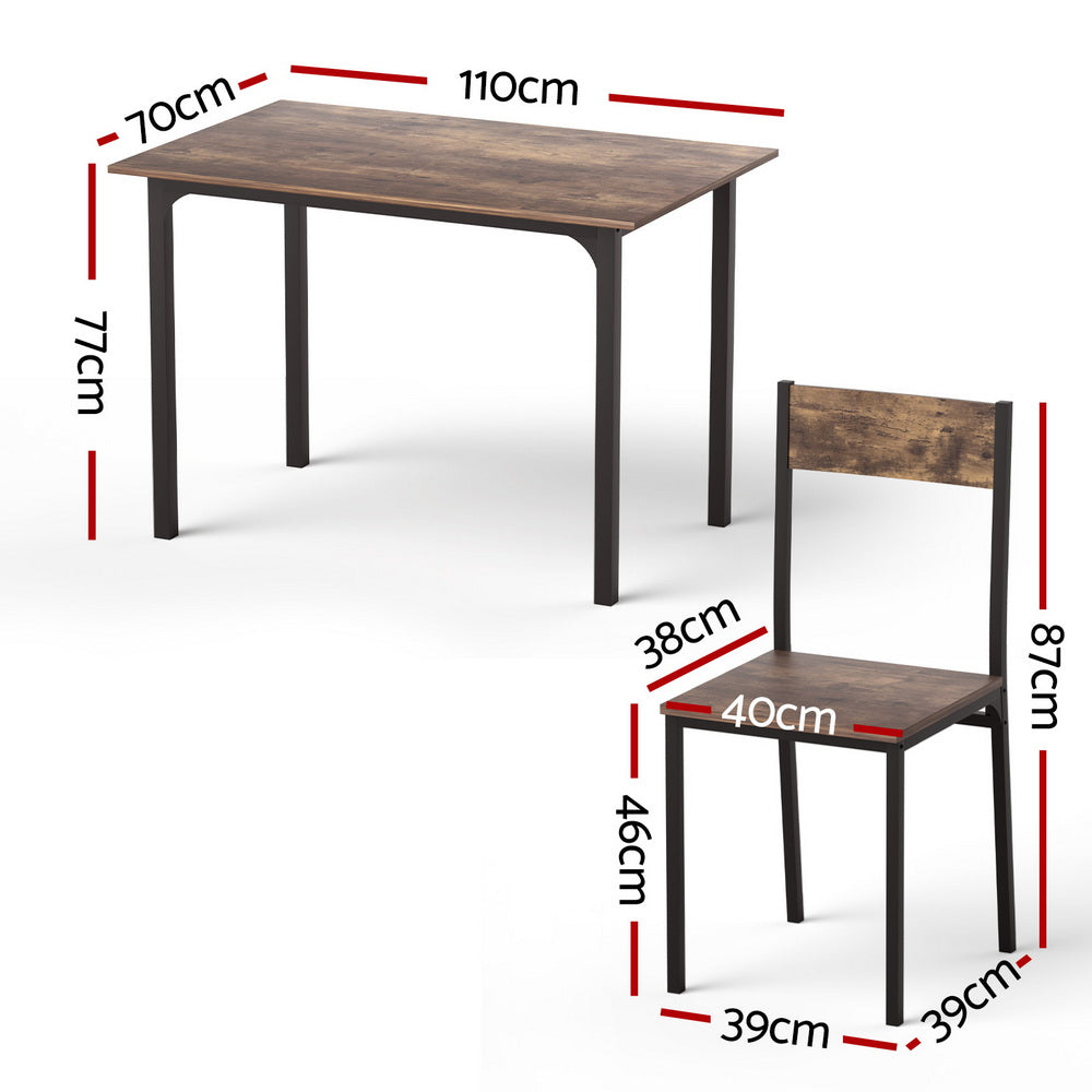 Artiss Dining Table and Chairs Set of 5 Compact Kitchen Furniture Rustic Brown DSET-U-5007-BR