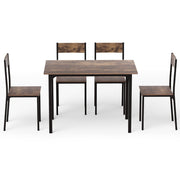 Artiss Dining Table and Chairs Set of 5 Compact Kitchen Furniture Rustic Brown DSET-U-5007-BR