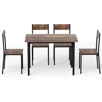 Artiss Dining Table and Chairs Set of 5 Compact Kitchen Furniture Rustic Brown DSET-U-5007-BR