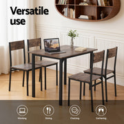 Artiss Dining Table and Chairs Set of 5 Compact Kitchen Furniture Rustic Brown DSET-U-5007-BR