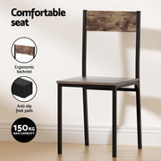 Artiss Dining Table and Chairs Set of 5 Compact Kitchen Furniture Rustic Brown DSET-U-5007-BR