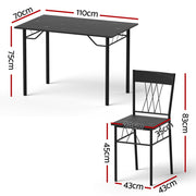 Artiss Dining Table and Chairs Set of 5 Compact Kitchen Furniture Marble Black DSET-U-5008-BK