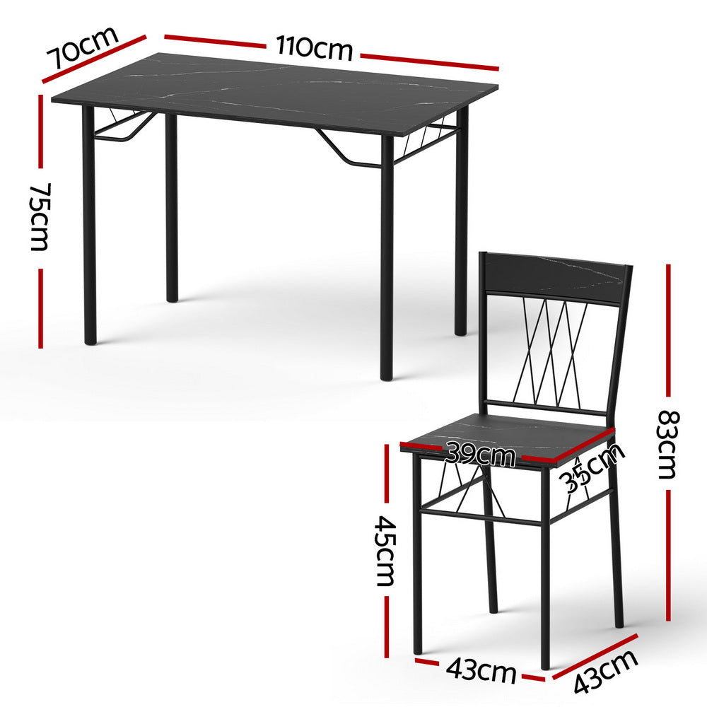 Artiss Dining Table and Chairs Set of 5 Compact Kitchen Furniture Marble Black DSET-U-5008-BK