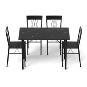 Artiss Dining Table and Chairs Set of 5 Compact Kitchen Furniture Marble Black DSET-U-5008-BK