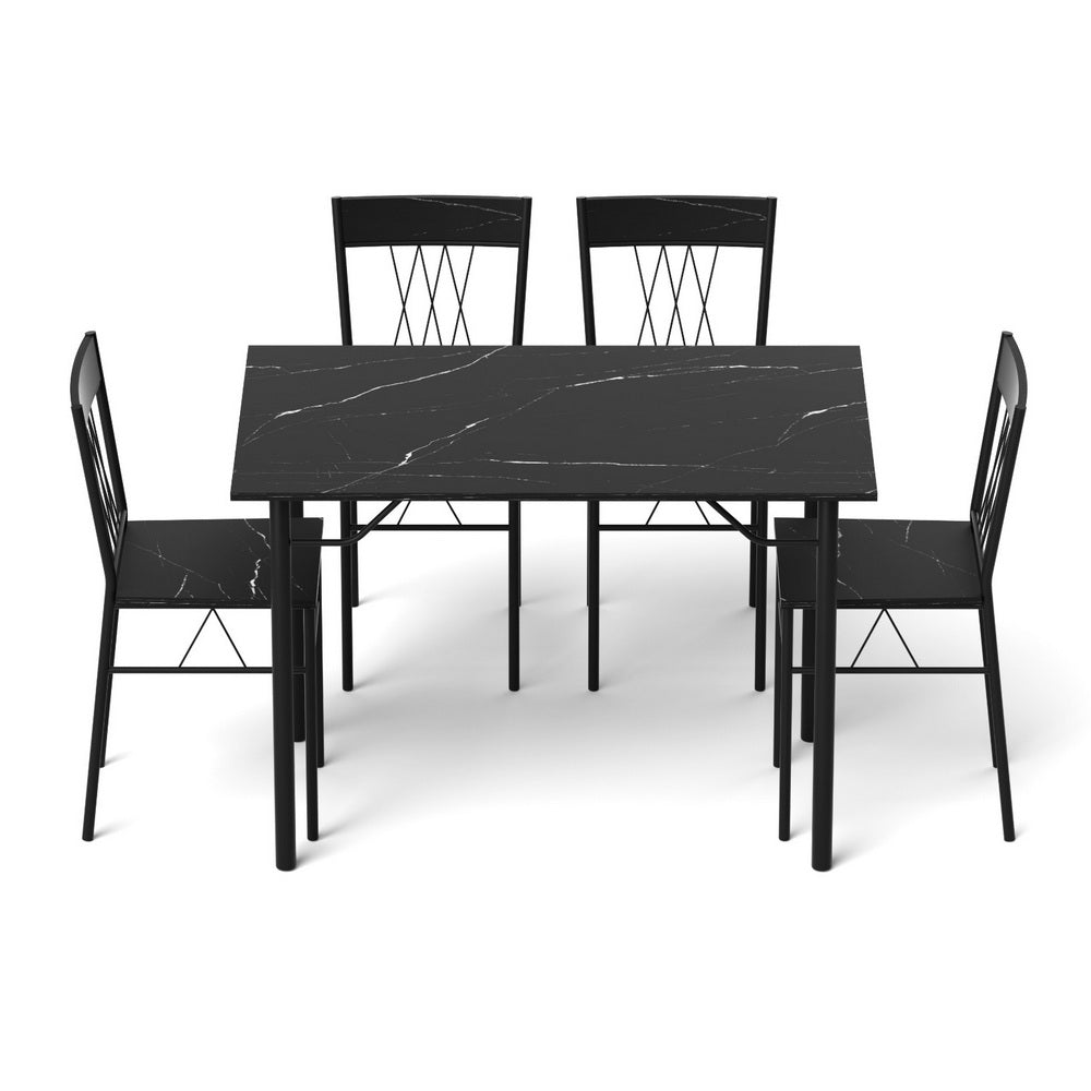Artiss Dining Table and Chairs Set of 5 Compact Kitchen Furniture Marble Black DSET-U-5008-BK