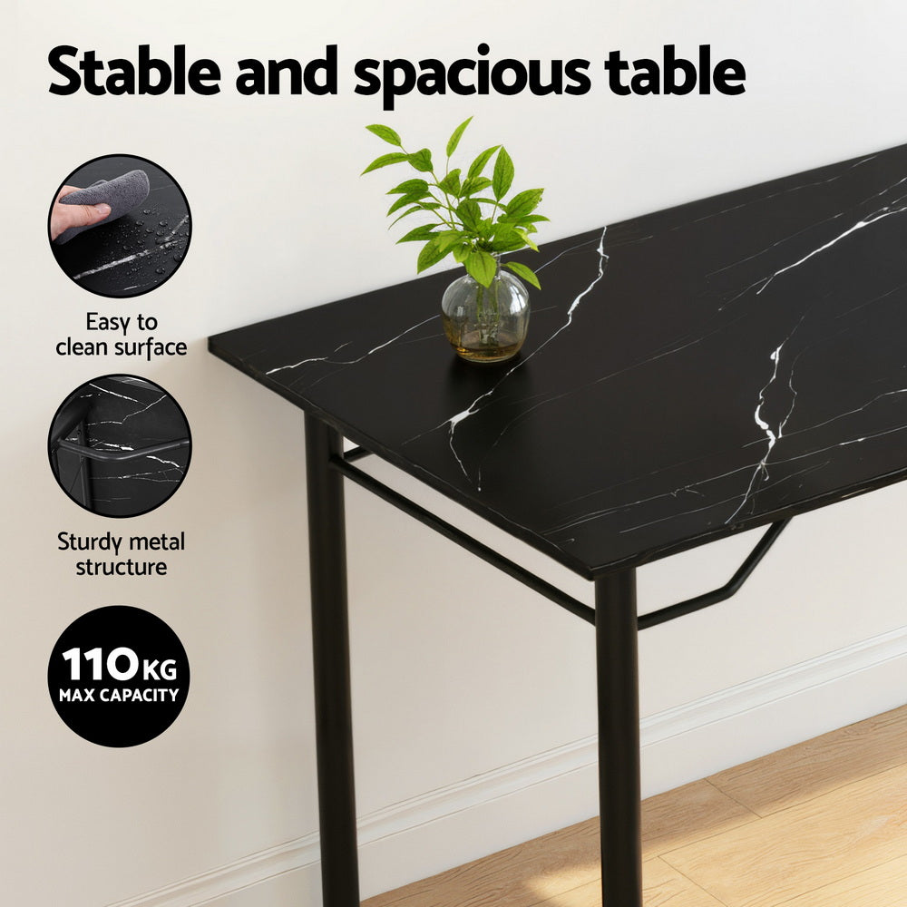 Artiss Dining Table and Chairs Set of 5 Compact Kitchen Furniture Marble Black DSET-U-5008-BK