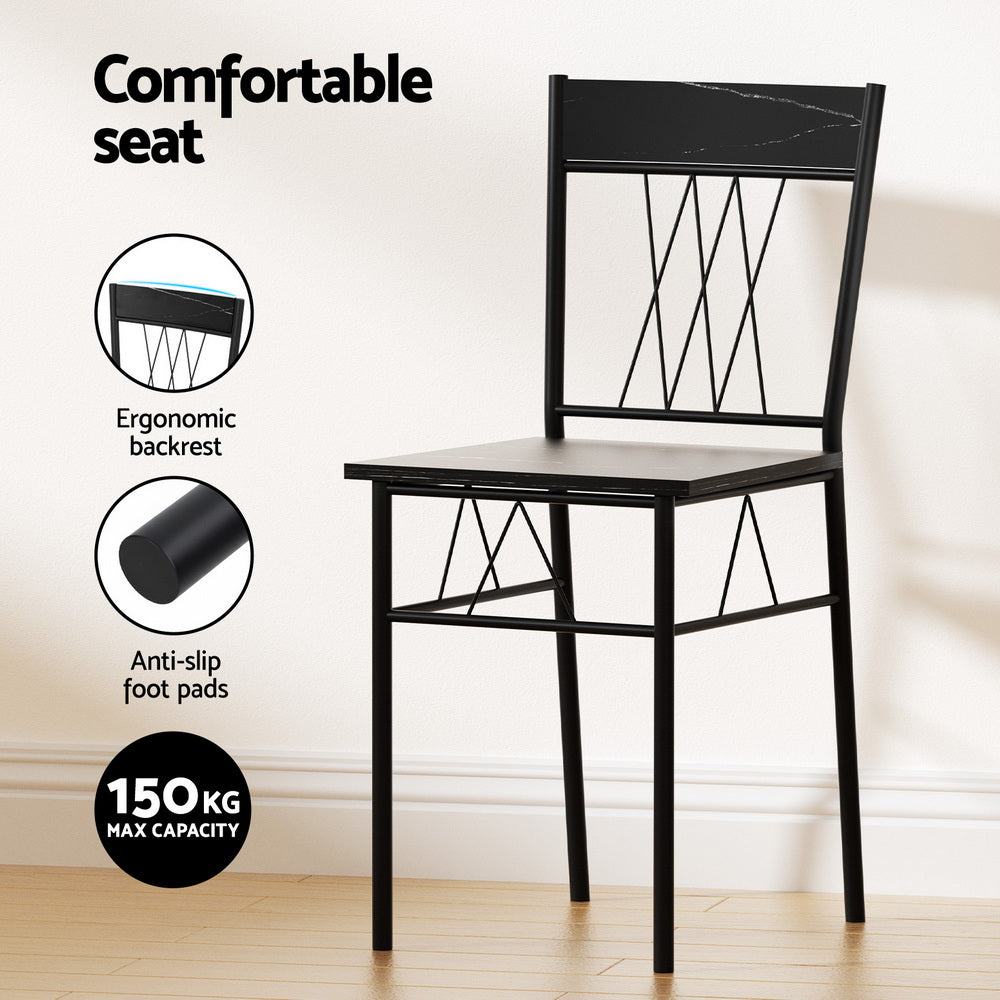 Artiss Dining Table and Chairs Set of 5 Compact Kitchen Furniture Marble Black DSET-U-5008-BK