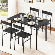 Artiss Dining Table and Chairs Set of 5 Compact Kitchen Furniture Marble Black DSET-U-5008-BK