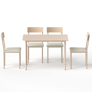 Artiss Dining Table and Chairs Set of 5 Compact Kitchen Furniture Natural Beige DSET-U-5279-WD